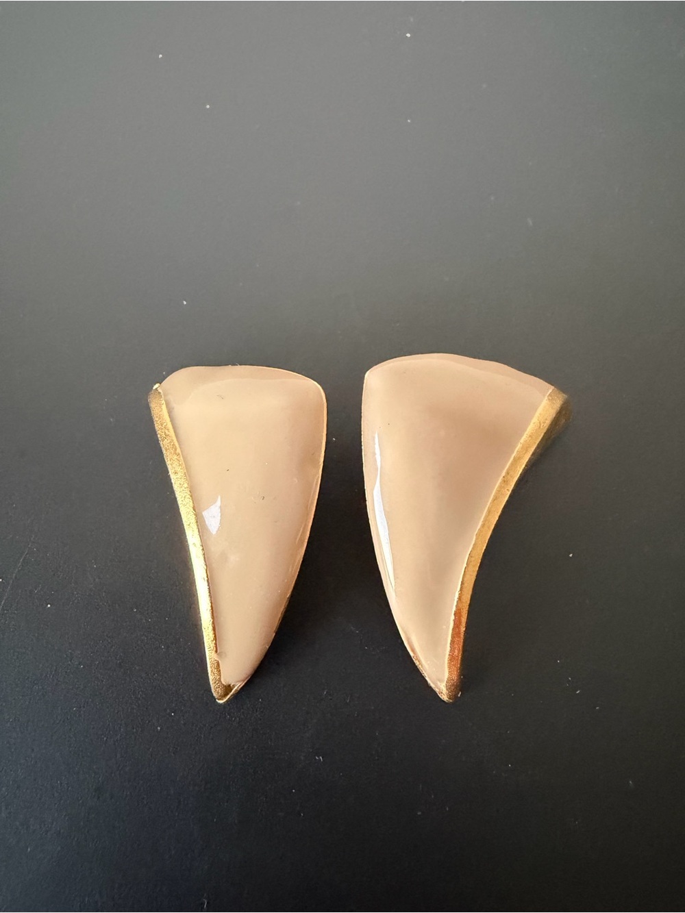 Vintage Gold & Ivory Enamel Earrings